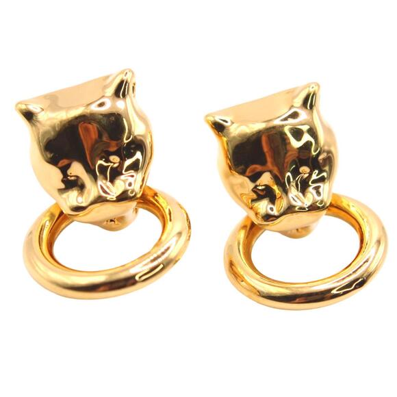 Milor 14kt Yellow Gold Over Resin Panther Knocker Dangle Statement Earrings